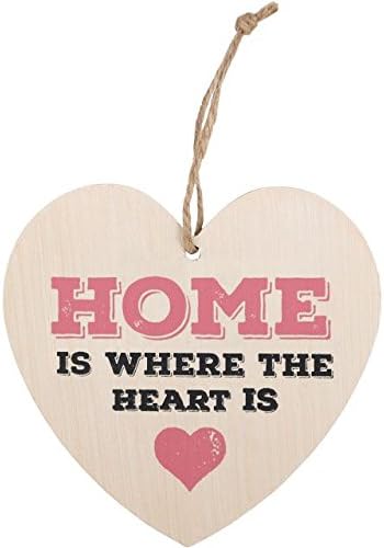 Amazon Com Home Is Where The Heart Is Heart Shape Wooden Hanging Sign Plaque Home Kitchen