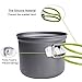 Sportsun 4PCS Camping Cookware Pot and Pan Set with Foldable Green Silicon Handle for Camping/ Hiking –Grey