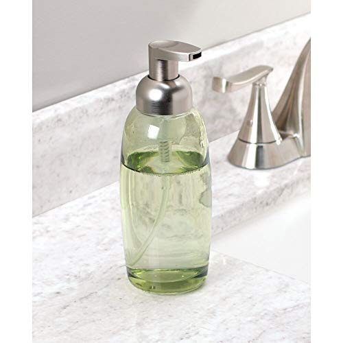 mDesign Modern Glass Refillable Foaming Soap Dispenser Pump Bottle for
