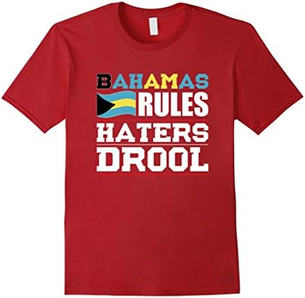 Mens Bahamas Rules Haters Drool Nationality T-Shirt Small Cranberry