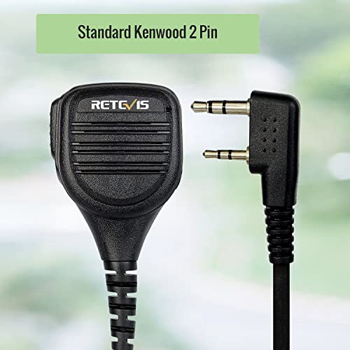 Retevis Walkie Talkie Remote Speaker Microphone 2 Pins Compatible with Walkie Talkie RT24 RT5R RT27 RT28 RT617 Baofeng UV-5R UV-5RE UV-82 BF-888S Kenwood TYT Walkie Talkies (1 Pcs)