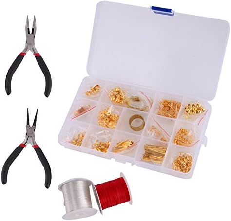 1Set Gold Plated Jewelry Making Starter Kits Pliers Findings Charms Beads Tool -All U Need