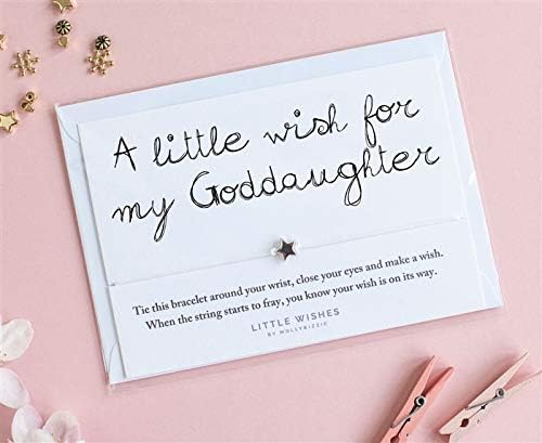 A Little Wish for My Goddaughter Christening Charm Bracelet with Envelope Good Luck Present Birthday Christmas Card