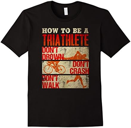 Mens Premium "HOW TO BE A TRIATHLETE" Funny Triathlon T-shirt Large Black