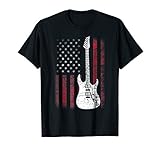 Guitar T Shirt American US Flag Music Player Tee Gifts