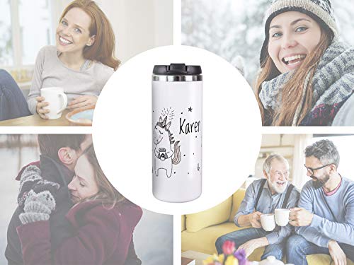 GRAZDesign Einhorn Thermobecher Kaffeebecher to go mit Namen auslaufsicher & warmhaltend, Coffee Becher, hält 4h heiss, personalisiertes Geschenk, Edelstahl 350ml – Bild 7
