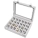 Pasutewel Earring Storage Case 24 Compartments Ring Velvet Display Case Box Earring Ring Organizer Velvet Jewelry Tray Cufflink Storage Showcase with Clear Glass Lid Grey