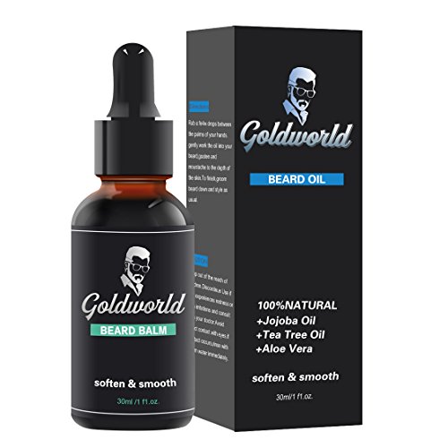 GoldWorld Beard Care Oil for Men Unscented Leave-in Conditioner 100% Natural Organic Beard and Mustache Hair Softener