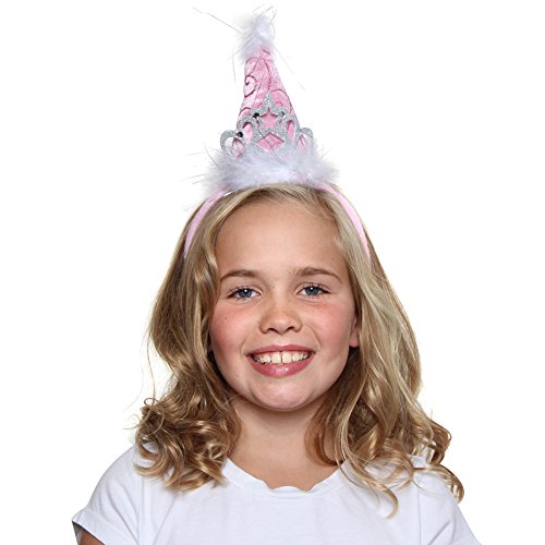 Girls Birthday Party Princess Tiara Cone Hat Headband, Pink