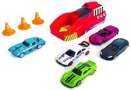 Farraige Rapid Launcher Play Set Toy with 5 Die Cast Metal Stunt Car and Racers Racing Sports Rapid Launcher with 3 Stoppers Best Toy Gift for Kids (5Pcs.)