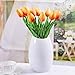 CTUER 12Pcs Artificial Tulip Real Touch Tulip Flowers Fake Silk Flowers for Vases Wedding Home Room Party Decoration (Orange)