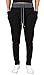 Yong Horse Men Light Weight Drawstring Waist Big Side Pocket Gym Tracksuit Sweatpants (M, Black)