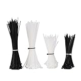 eBoot 400 Pieces Self-Locking Nylon Cable Zip Ties 4 Inches and 6 Inches Zip Wrap, Black and White