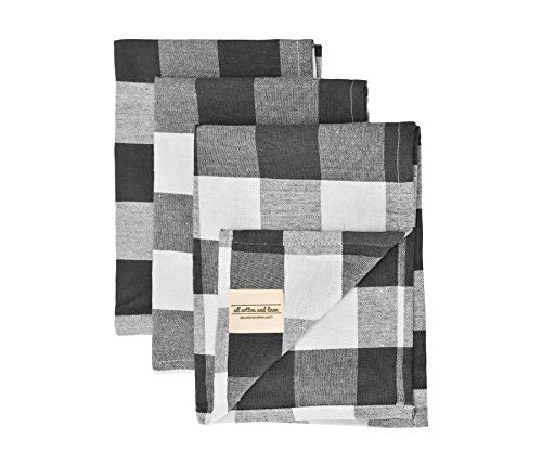 Buffalo Plaid Dish Towels - Buffalo Check Hand Towels - Grey Tea Towels Checked - Plaid Towels Kitchen - Gray Plaid Dish Towel - Buffalo Checked Dish Towels - Gray and Cream Kitchen Towels (18 X 28) - Thumbnail 6