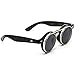 WearMe Pro Flip up Cyber Steampunk Round Circle Retro Sunglasses (Black/Silver Rimmed, 43)