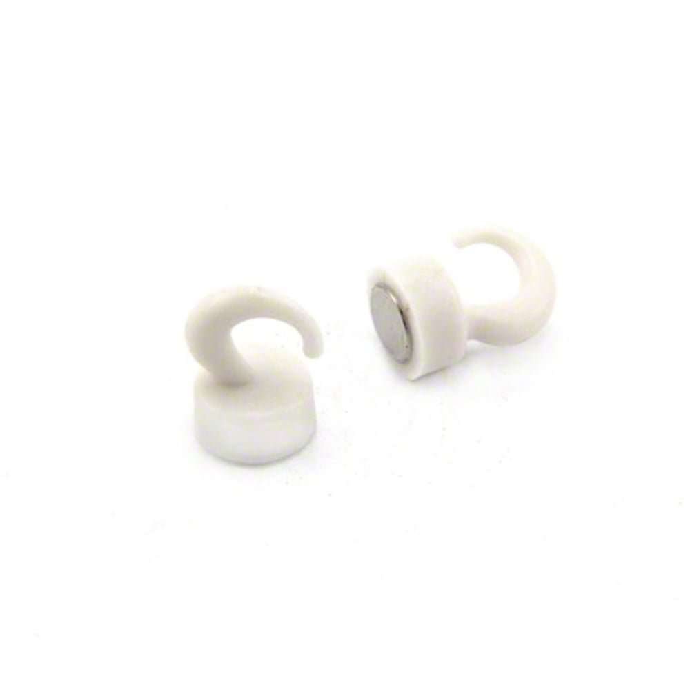 Magnet Expert® White Plastic Mini Magnetic Hooks - 1kg Pull ( 12mm dia x 20mm tall ) ( Pack of 100 )