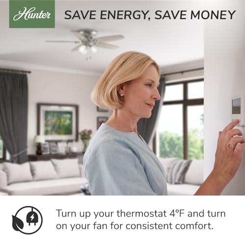 Hunter 59242 Contemporary Modern 52``Ceiling Fan from Dempsey Collection in White Finish,