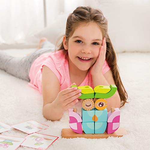 Wooden Stacking,Wood Stacker Blocks, Sorting Toy,Classic World Stacker for Baby Toddler Early