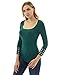 PattyBoutik Women Square Neck 3/4 Sleeve Eyelet Blouse (Dark Green Small)