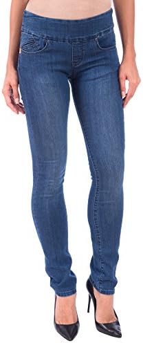 Lola Jeans Women's Catherine Midrise Pull On Straight Leg Stretch Denim (Medium Blue, 32/12)