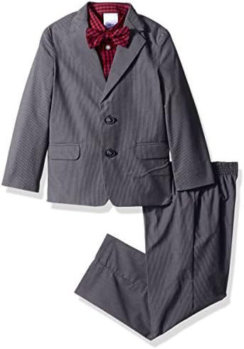 Nautica Little Boys' Suit Set With Jacket, Shirt, Pant, and Bow Tie, Dark Gray, 5