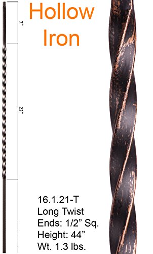 Oil Rubbed Bronze 16.1.21-T Hollow Long Twist Iron Baluster for Staircase Remodel , Box of 5