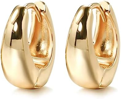 Qimily Gold Hoop Earrings, 18K Gold Plated, 18mm, Hypoallergenic