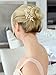 Mariell Designer Gold Bridal Hair Comb with Hand Painted Silvery-Golden Leaves and Pave Crystals