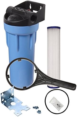 Tier1 10 inch Slim PP Filter Housing with Pressure Release and Pleated Filter Kit (3/4 inch Inlet/Outlet)