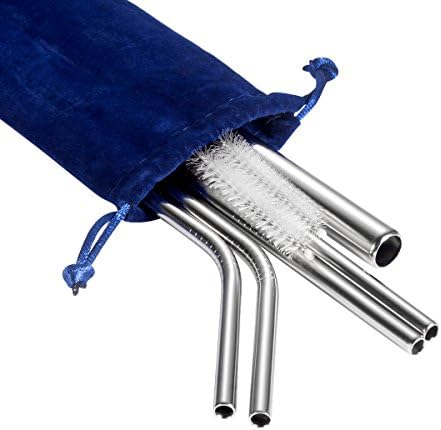Funny Party Stainless Steel Reusable Straws BPA free with 2 Deep Cleaning Brushes for Mason Jar Tumbler for 20 30 OZ 5 Pieces