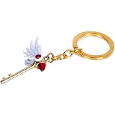 GK-O Card Captor Sakura Kinomoto Sakura Star Wand Keyring Necklace | Wing key pendant magical girl cosplay keychain necklace anime inspired bag charm gift collectible accessory