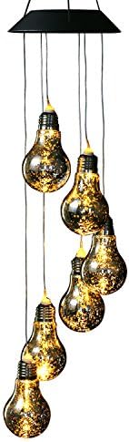 Bulb Solar Powered Mobile, Anzome Spiral Spinner Windchime Wind Chime Outdoor Decorative Windbell Light for Patio, Deck, Yard, Garden, Home, Pathway