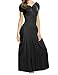 Meaneor Women Boho Cap Sleeve Smocked Waist Tiered Renaissance Summer Maxi Dress Black S