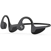 Bone Conduction Headphones Bluetooth 5.0 Open Ear Wireless Titanium HiFi Stereo with Mic Sweatproof Sports Headphones for Running Driving Cycling (Black)