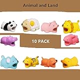 Cable Protector for iPhone iPad Cable Plastic Cute Land Animals Phone Accessory Protects USB Charger Data Protection Cover Chewers Earphone Cable Bite (Animals, 10 PC)