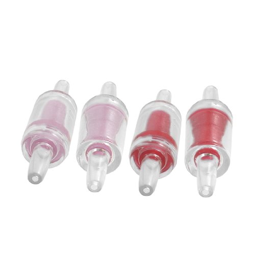 Jardin Plastic 1-Way Air Line Pump 4-Piece Check Valves for Aquarium, Red/Pink/Clear - Thumbnail 2