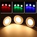 TORCHSTAR Set of 3 Multicolor LED Under Cabinet Lighting Kit, UL-Listed Power Adapter, Surface and Recessed Mount LED Puck Lights, IR Remote Control, Warm White