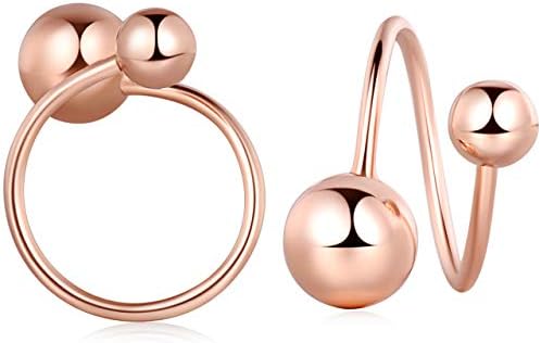 YumilokJewelry 925 Sterling Silver Rose Gold Plated Spiral Balls Hoops Screw Back Earring for Women/Ladies/Girls