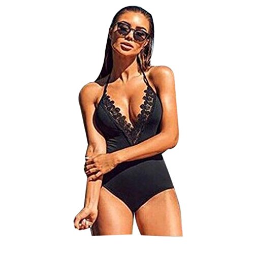 HOT Sale!Canserin Women Sexy One Piece Push Up Padded Bikini (L, Black)