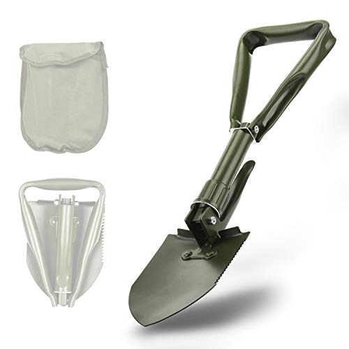 SUNHOO Collapsible Shovel, Mini Spade Shovels for Digging, Military Style Entrenching Tool for Golf Hole, Gardening, Lawn, Camping, Off Road, Portable Car Emergency Kit