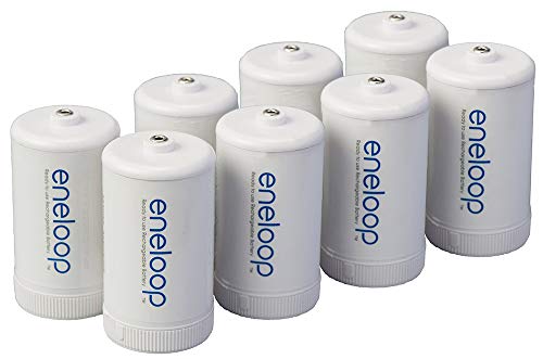 Panasonic BQ-BS1E8SA eneloop D Size Battery Adapters for Use with Ni-MH Rechargeable AA Battery Cells, 8 Pack