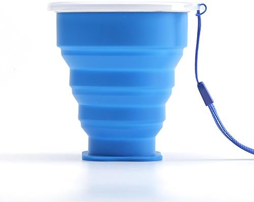 Coolbis 6 Colors Outdoor Travel folding cup mini retractable silicone cup silica gel outdoor travel portable cups,outdoor camping supplies Sport Bottle blue