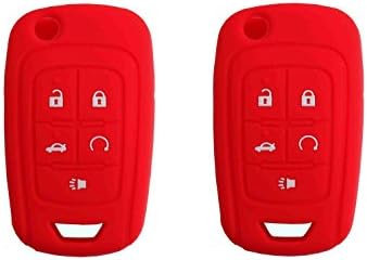 BAR Autotech Remote Key Silicone Rubber Keyless Entry Shell Case Fob and Key Skin Cover fit for Chevrolet Camaro Cruze Volt Equinox Spark Malibu Sonic (1 Pair) (Red)