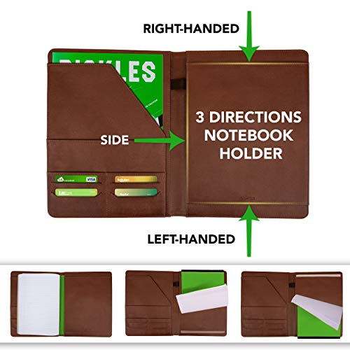 Wundermax Padfolio Portfolio Vegan Leather Binder Business Folder Resume Organizer with Legal Size Notepad Holder for Professional Notebook Interview Designer Clipboard Folio for Men Women Brown