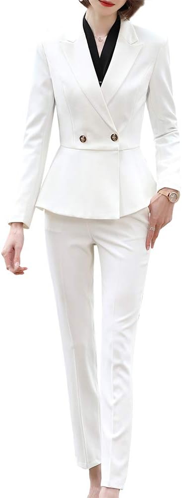 LISUEYNE Women’s Elegant 2 Piece Office Lady Business Suit Set Slim Fit Work Suits for Women Blazer Jacket,Pant/Skirt Suits