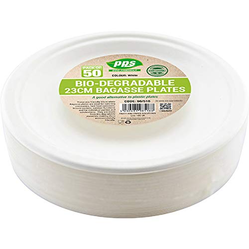 50 Pack 9' Inch 23cm Compostable Biodegradable Bagasse Plates Eco Friendly