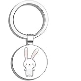 1080 Graphics Cute Bunny Metal Round Metal Key Chain Keychain Ring