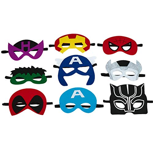 image for Totteri 30pcs Superhero Masks for Kids Birthday Costumes, Felt Mask Pa