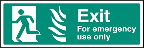 Caledonia Signs 12107L Emergency Exit Left HTM Sign, Rigid Plastic, L: 450 mm x 150 mm