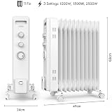 VonHaus Oil Filled Radiator 11 Fin 2500W with 24h Timer 360° Wheels view 10